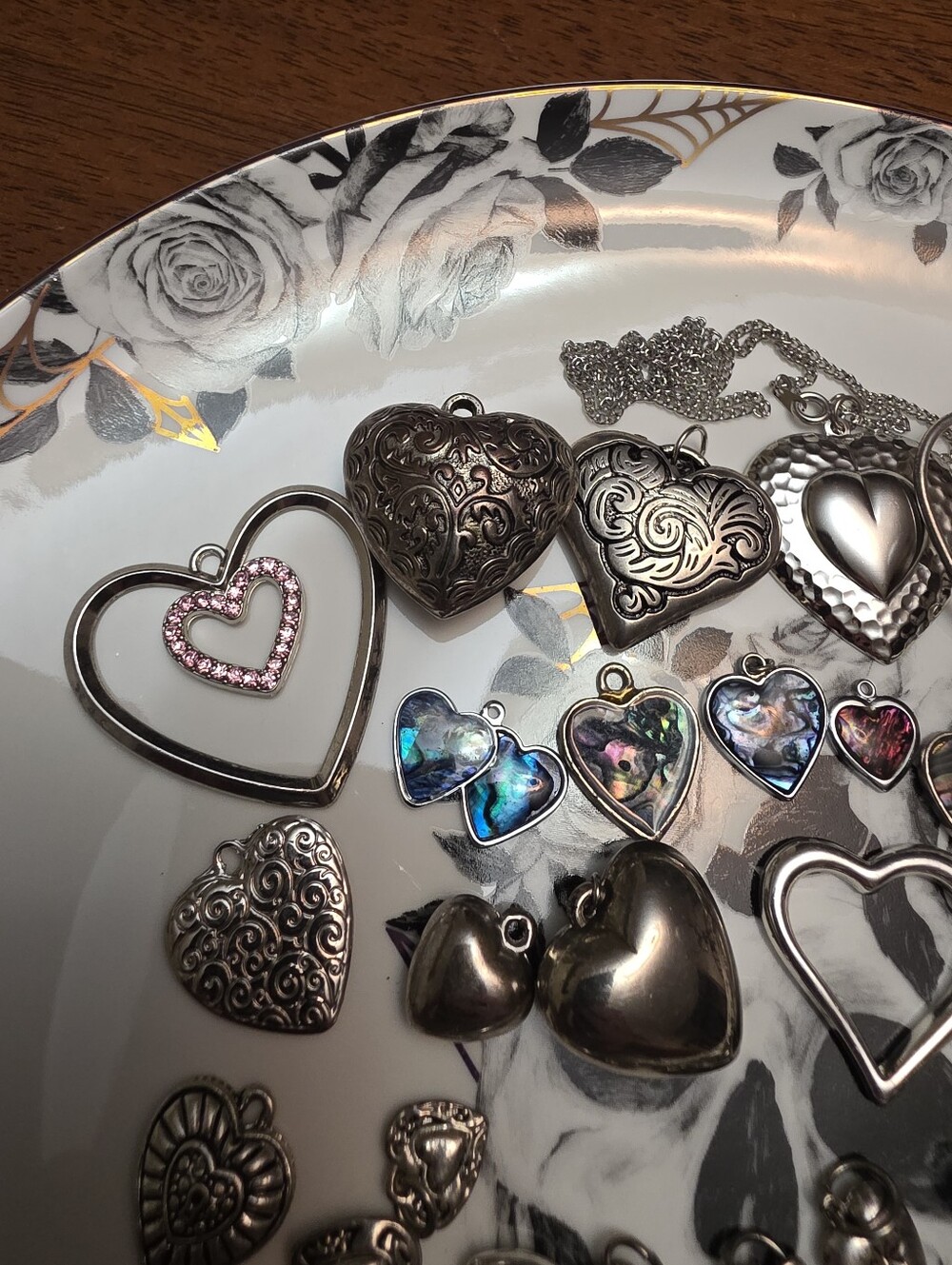 43 Vintage/costume Silver Toned Heart Charm Craft Lot Bundle Estate - Picture 7 of 13
